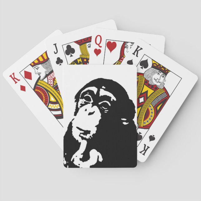 Chimpanzking Chimpanzee, pop Art Thinking Spel Kort (Baksidan)
