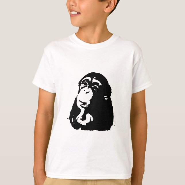 Chimpanzking Chimpanzee, pop Art Thinking T Shirt (Framsida)