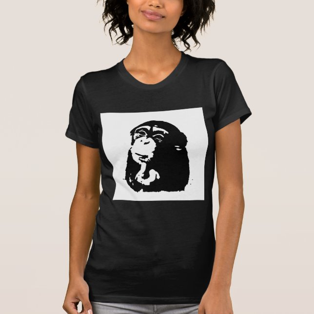 Chimpanzking Chimpanzee, pop Art Thinking Tee Shirt (Framsida)