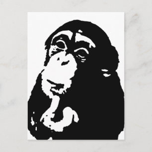 Chimpanzking Chimpanzee, pop Art Thinking Vykort