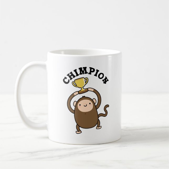 Chimpion Funny Champion Chimpanzee Pun Kaffemugg (Vänster)