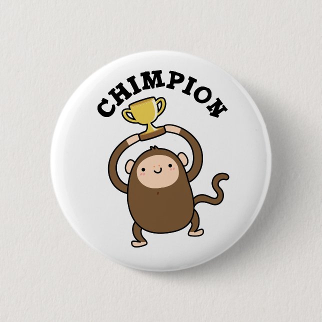 Chimpion Funny Champion Chimpanzee Pun Knapp (Framsida)