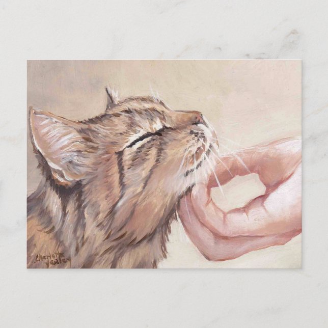 Chin Scratch Cat Art-vykort Vykort (Framsida)