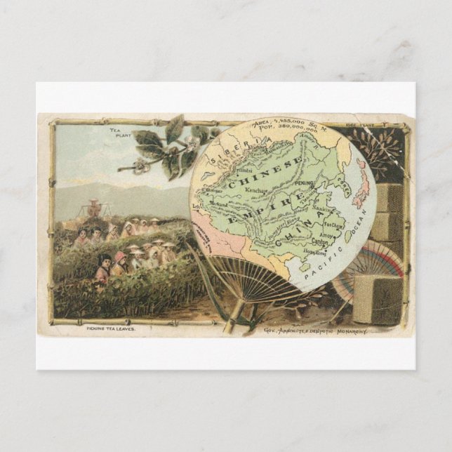 China, 1889-vintages kort (Framsida)