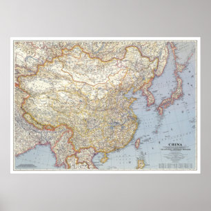 " China: 1945 - karta närmare ... Poster