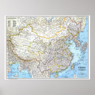 " China: 1991/i dag - Detaljerad klassisk mur kart Poster