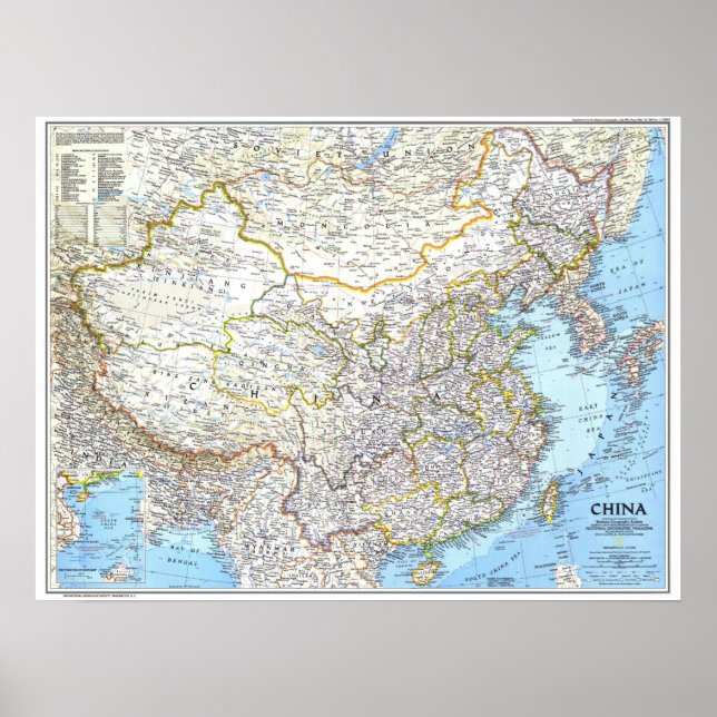 " China: 1991/i dag - Detaljerad klassisk mur kart Poster (Framsidan)
