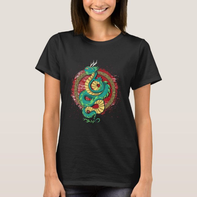 China Asia Mythical Creatasy Fantasy Animal Chines T Shirt (Framsida)