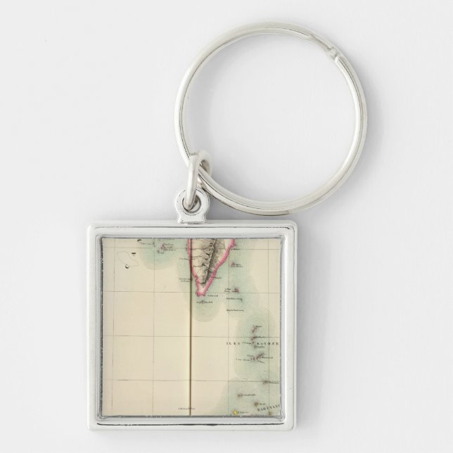 China, Asien 99 Fyrkantig Silverfärgad Nyckelring (Framsidan)