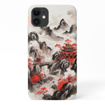 China Bläck Art Phone Case - Mountain Red and Blac