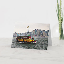 China Boat Victoria Harbor Hong Kong Blank Kort