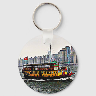 China Boat Victoria Harbor Hong Kong Nyckelring