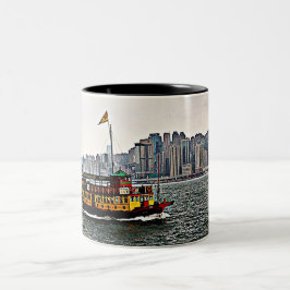 China Boat Victoria Harbor Hong Kong Två-Tonad Mugg