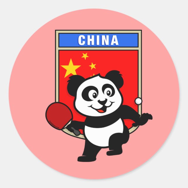 China Bord Tennis Panda Runt Klistermärke (Framsida)