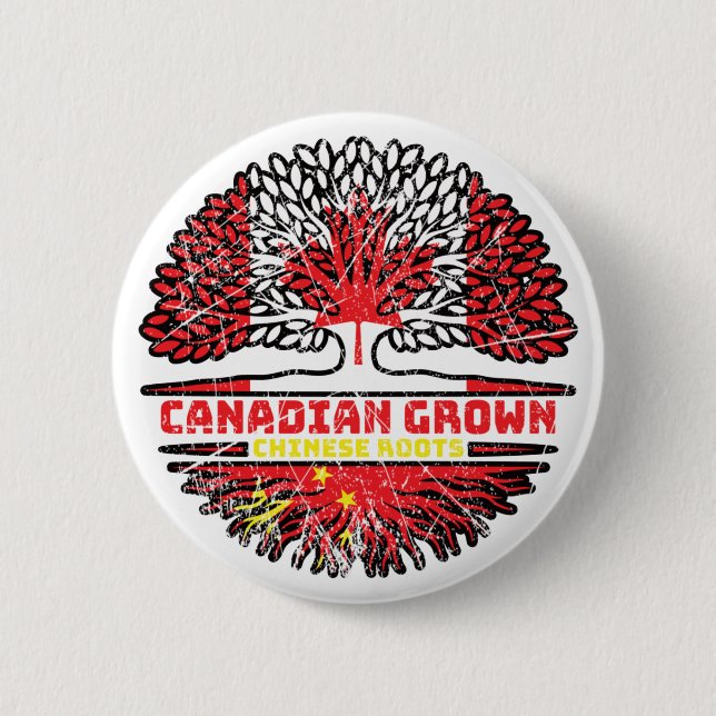 China Canadian Canada Träd Roots Flagga Knapp (Framsida)