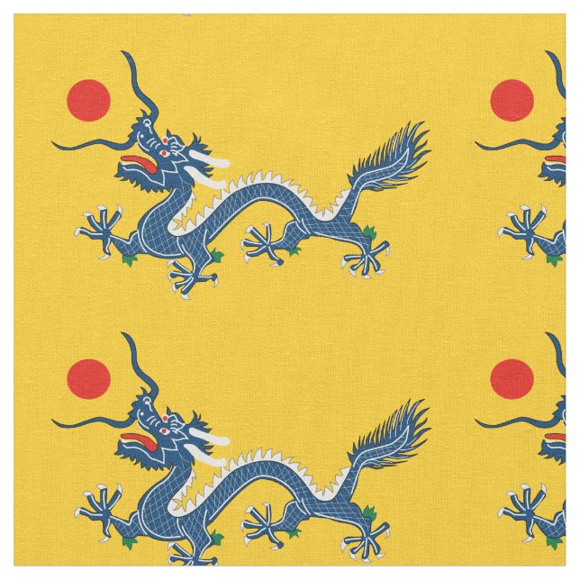 China China Dragon Flagga Qing Dynasty Tyg (Närbild)