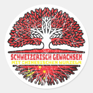 China Chinesisch Schweizer Schweiz Baum Wurzel Runt Klistermärke
