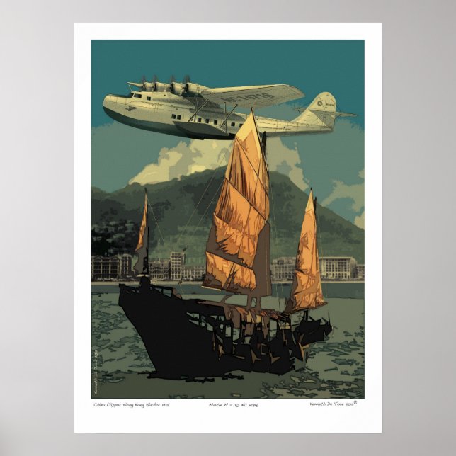 China Clipper Over Hong Kong 1935 Poster (Framsidan)