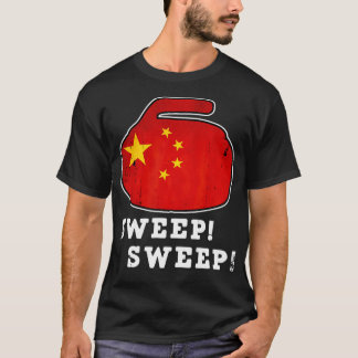 China Curling National Flagga Sweep Curler T Shirt