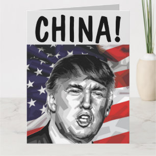 CHINA! DONALD TRUMP stort BIRTHDAY-KORT Kort