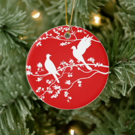 China Doves (röd) - Julgransprydnad Keramik