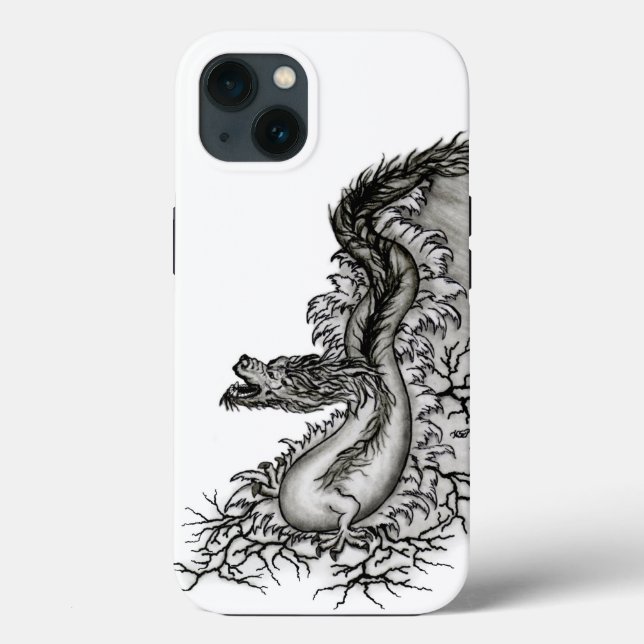 China Dragon, Black and white Design i Tattoostyl (Baksida)