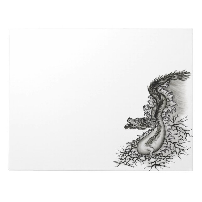 China Dragon, Black and white Design i Tattoostyl Anteckningsblock (Framsida)