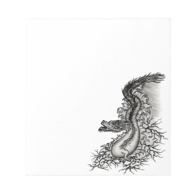China Dragon, Black and white Design i Tattoostyl Anteckningsblock (Framsida)