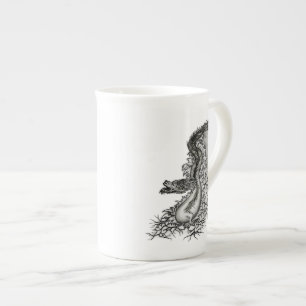 China Dragon, Black and white Design i Tattoostyl Benporslin Mugg