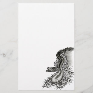 China Dragon, Black and white Design i Tattoostyl Brevpapper