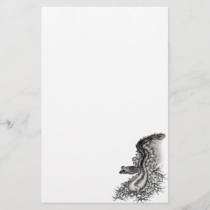 China Dragon, Black and white Design i Tattoostyl Brevpapper
