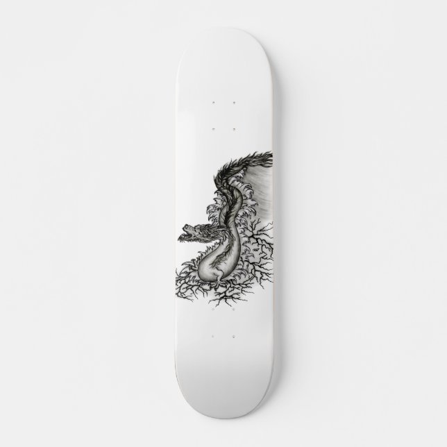 China Dragon, Black and white Design i Tattoostyl Old School Skateboard Bräda 21,6 Cm (Framsida)
