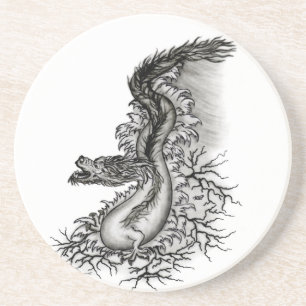 China Dragon, Black and white Design i Tattoostyl Underlägg