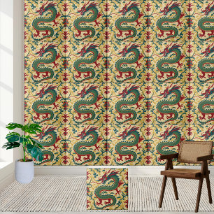 China Dragon Chinoiserie Mönster Tile Kakelplatta