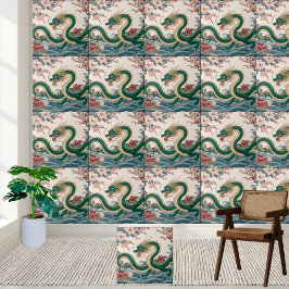 China Dragon Chinoiserie Tile Kakelplatta