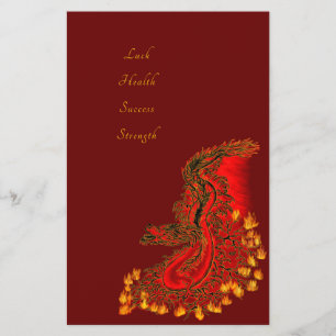 China Dragon i rött och guld Flygblad