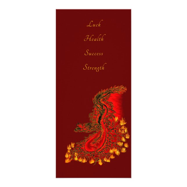 China Dragon i rött och guld Reklamkort (Framsidan)