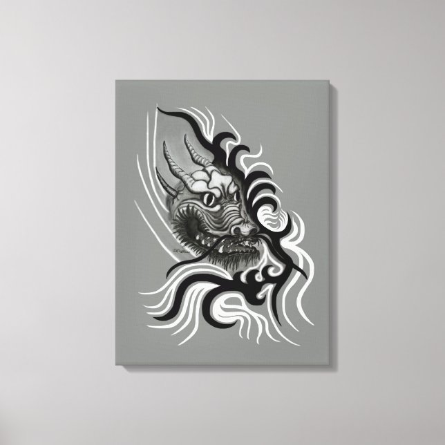 China Dragon i Tattoostyle Canvastryck (Framsida)
