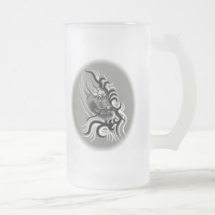 China Dragon i Tattoostyle Frostat Ölglas