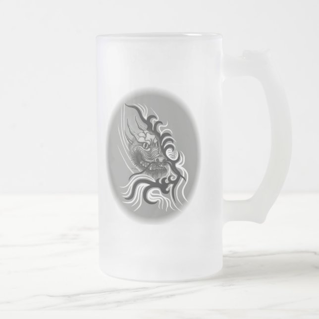 China Dragon i Tattoostyle Frostat Ölglas (Höger)