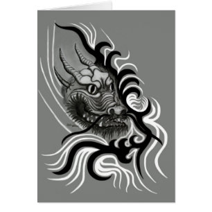 China Dragon i Tattoostyle Hälsningskort