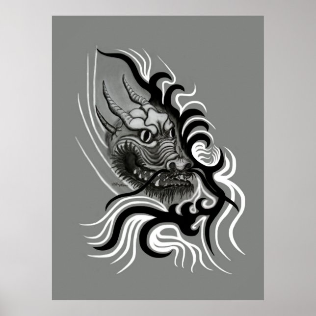 China Dragon i Tattoostyle Poster (Framsidan)