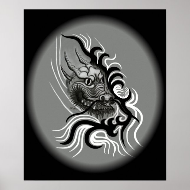 China Dragon i Tattoostyle Poster (Framsidan)