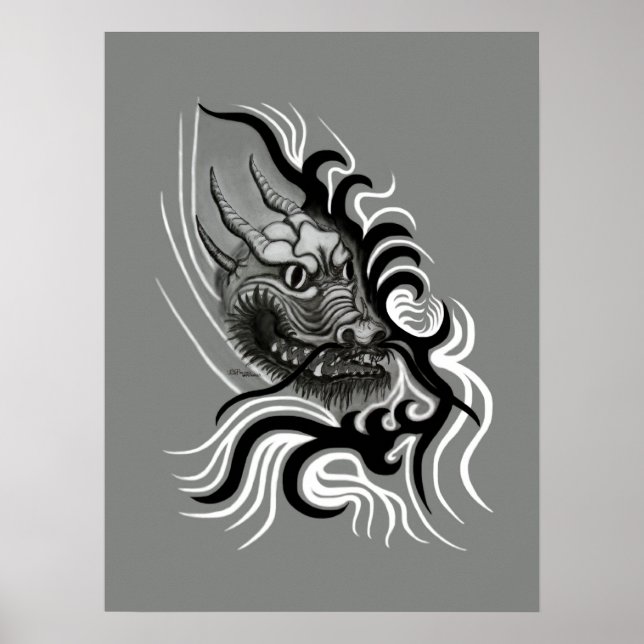 China Dragon i Tattoostyle Poster (Framsidan)