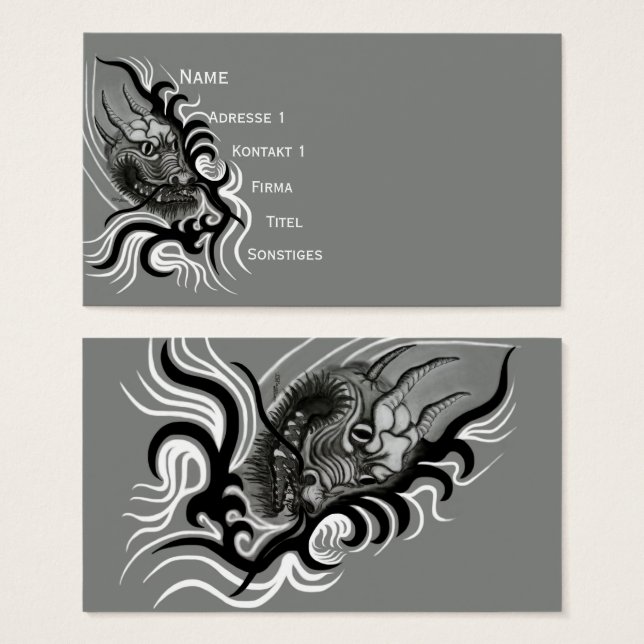 China Dragon i Tattoostyle Visitkort (Framsida & baksida)
