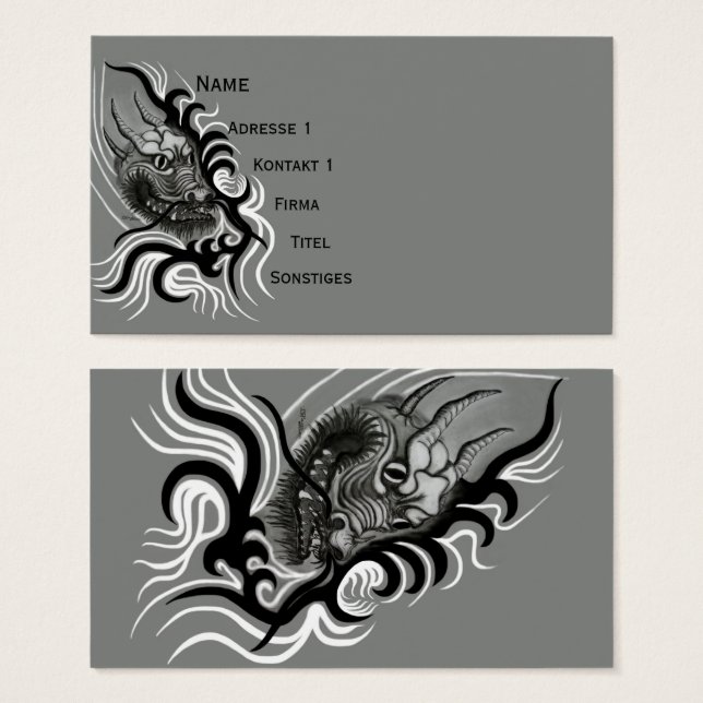 China Dragon i Tattoostyle Visitkort (Framsida & baksida)