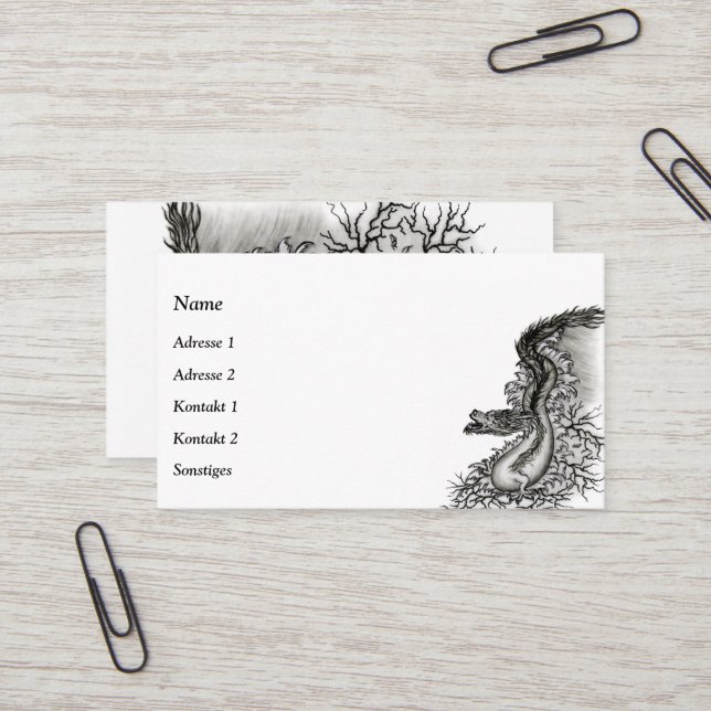 China Dragon i Tattoostyle Visitkort (Fram/Back In Situ)
