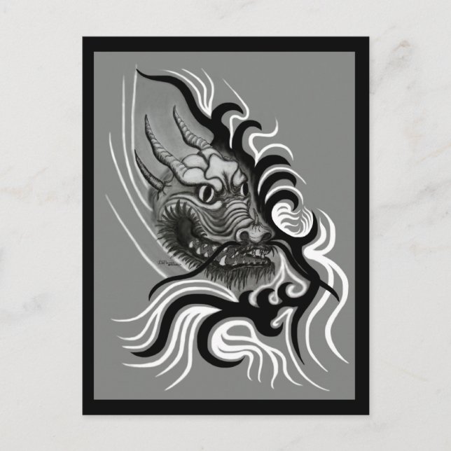 China Dragon i Tattoostyle Vykort (Framsida)
