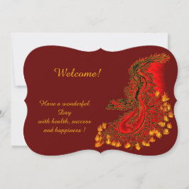 China Dragon in red and gold , Add Your Text Inbjudningar