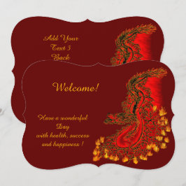 China Dragon in red and gold , Add Your Text Inbjudningar